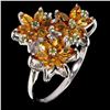 Image 2 : Marquise Cut Citrine and Chrome Diopside Flower Ring in 14k White Gold-Plated 925 Sterling Silver -