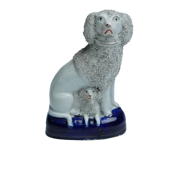 Staffordshire Poodle with Pup Figure