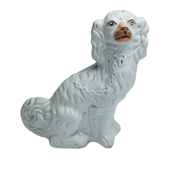 Staffordshire White Spaniel Dog Figurine