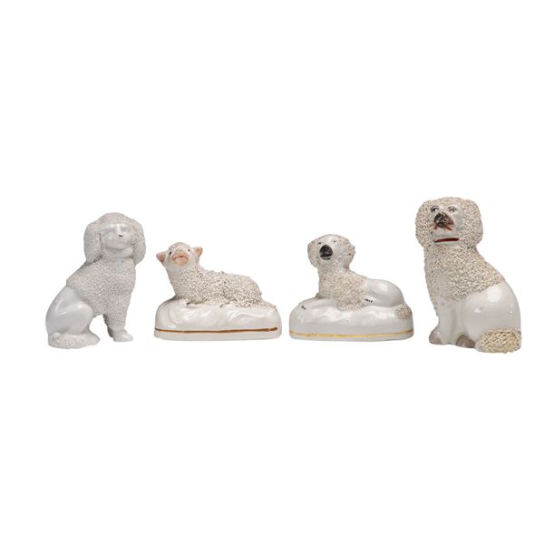 4pc Staffordshire-Style Dog and Sheep Grouping