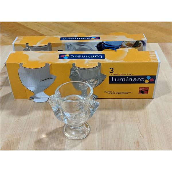 6 NEW LUMINARC HEN SHAPPED EGG CUPS