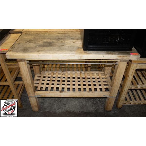 BANK SEIZURE: 47" X 21" X 36" WOOD BUTCHER BLOCK