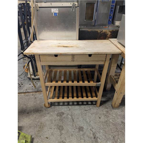 BANK SEIZURE: WOOD BUTCHER BLOCK TOP CART