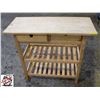 Image 1 : BANK SEIZURE: WOOD BUTCHER BLOCK TOP CART W/