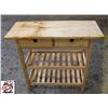 Image 1 : BANK SEIZURE: WOOD BUTCHER BLOCK TOP CART W/