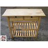 Image 1 : BANK SEIZURE: WOOD BUTCHER BLOCK TOP CART W/