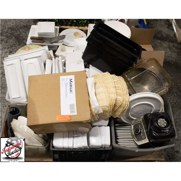 BANK SEIZURE: PALLET OF ASSORTED RESTAURANT WARES