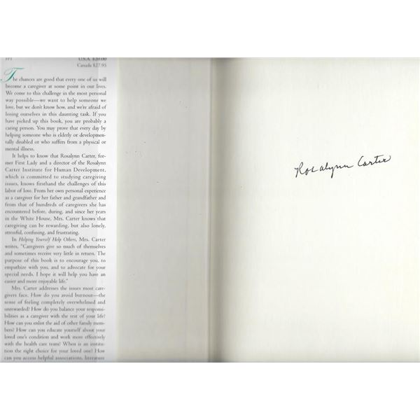 Helping Yourself Help Others: A Book for Caregivers Rosalyn Carter signed book