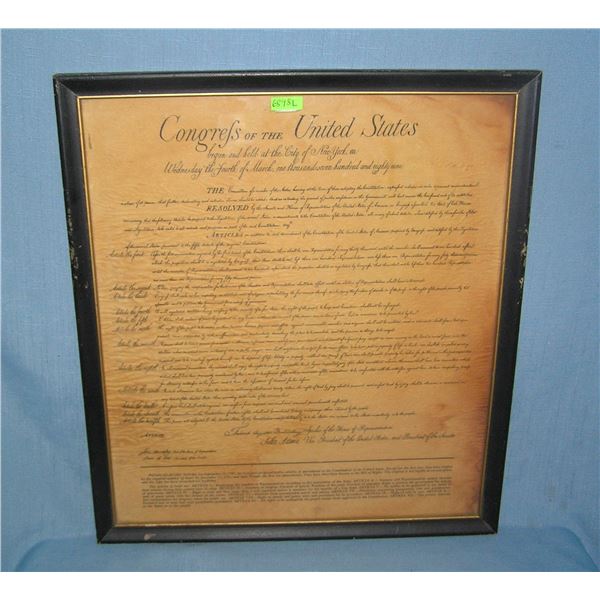 U.S. Bill of Rights 1789 high quality framed reproduction