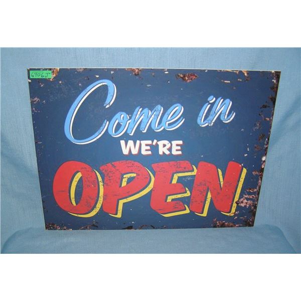 Come in we're open  retro style advertising sign