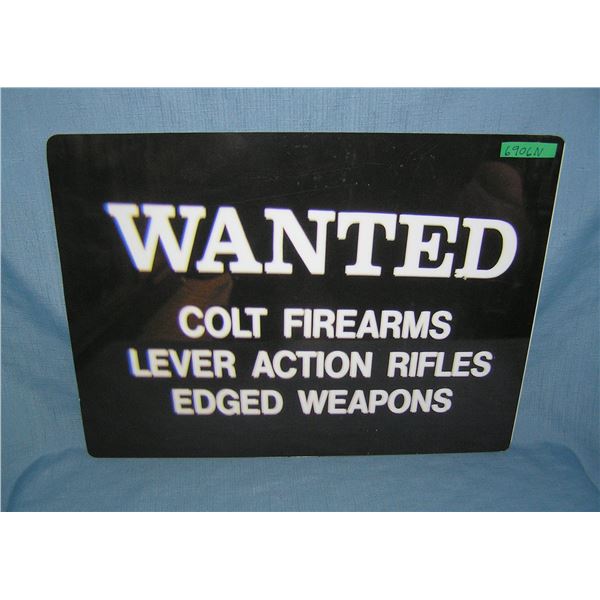 Wanted Colt Firearms Lever Action Rifles Edged Weapons  retro style advertising sign