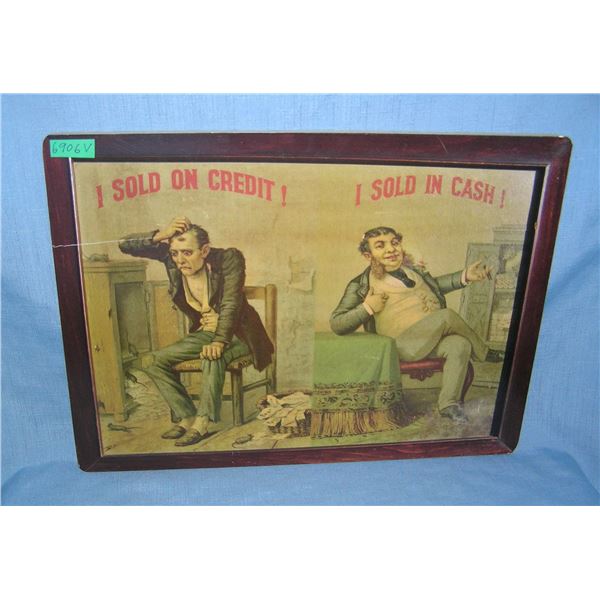 I sold on Credit I sold in Cash  retro style advertising sign