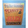 Image 1 : Try our famous peanut butter and jelly sandwich retro style advertising sign