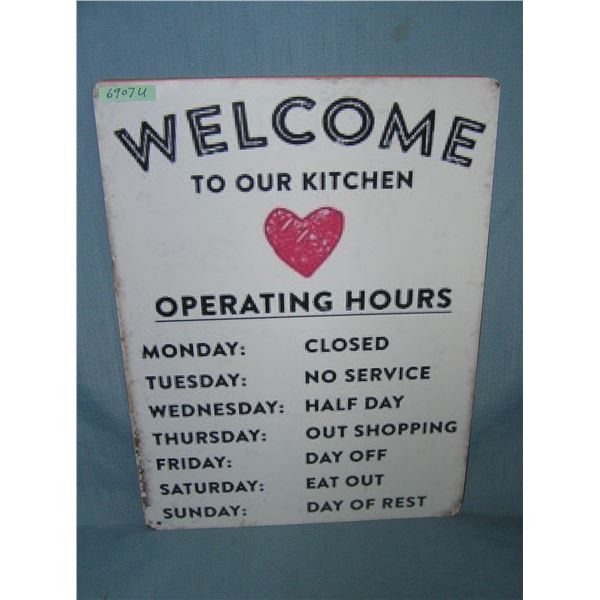 Welcome to our Kitchen retro style advertising sign