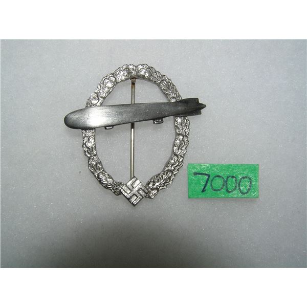 German air ship badge silver colored Zepplin WWII retro style