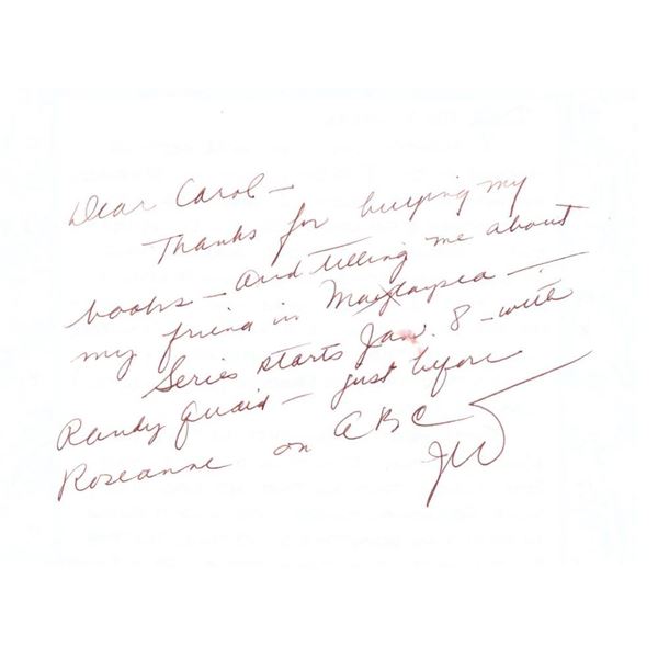 Comedian Jonathan Winters signed personal letter