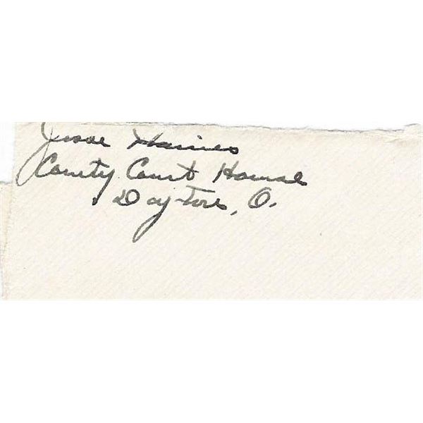 MLB star Jesse Haines signed envelope