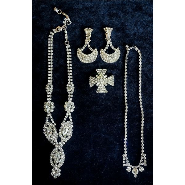 Vintage Rhinestone Jewelry – Necklaces, Earrings, Brooch