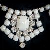 Image 2 : Vintage White Milk Glass & Rhinestone Necklace & Earring Set