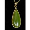 Image 1 : Vintage Teardrop Jade Pendant Necklace – Gold-Filled Setting