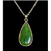 Image 4 : Vintage Teardrop Jade Pendant Necklace – Gold-Filled Setting