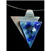 Image 1 : Modernist Sterling Silver & Blue Art Glass Triangle Pendant