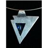Image 2 : Modernist Sterling Silver & Blue Art Glass Triangle Pendant