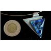 Image 3 : Modernist Sterling Silver & Blue Art Glass Triangle Pendant