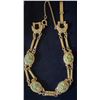 Image 3 : Vintage Gold-Tone Jade Chip Jewelry Set – Bracelet, Necklace, Brooch & More