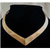 Image 1 : Vintage Modernist V-Shaped Brass Collar Necklace – Bold Brutalist Style