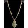 Image 1 : Vintage Hand-Carved Stone Pendant Necklace – Natural Onyx or Calcite
