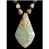 Image 2 : Vintage Hand-Carved Stone Pendant Necklace – Natural Onyx or Calcite