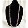 Image 1 : Vintage Modernist Heishi Necklace – Brushed Metal Disc Beads in Copper & Gunmetal Tones