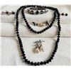 Image 1 : Vintage Black Crystal Necklace, Enamel Bangle, Pearl/rhinestone Brooch & Earrings, + Rhinestone Earr
