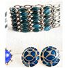 Image 4 : Vintage Blue Jewelry Lot – Butler Enamel Clip-On Earrings, bangles, bracelet, primitive rin