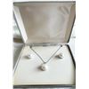 Image 2 : Vintage Sterling Silver Oversized Faux Pearl Earrings & Pendant Necklace Set