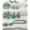 Image 6 : Vintage & Modern Jewelry Lot – Hand Hammered OOAK Earrings, Green Enamel, Hoops & Chains