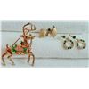 Image 1 : Vintage Christmas Jewelry Lot – Bunn & Boyd Earrings, Reindeer Brooch, Wreath Earrings