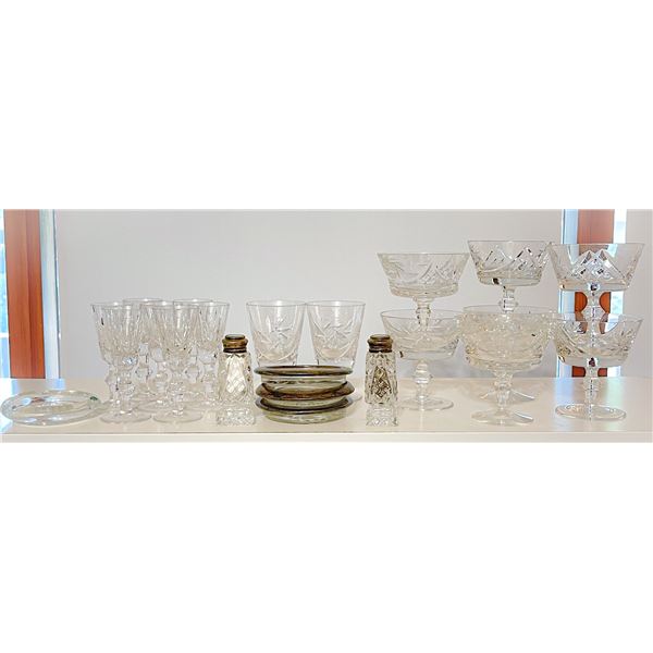 Vintage Lead Crystal Ashtray,Coasters, Salt & Pepper, Aperitif glasses ++