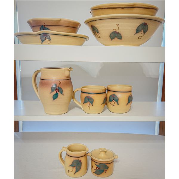Handmade Artist-Signed Pottery Set