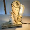 Image 3 : Vintage Atomic Mid-Century Lamp with Figurine & Vellum Shade