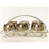 Image 1 : Vintage MCM Silver Fade Leaf Glasses with Carrier – Libbey Style Drink Set