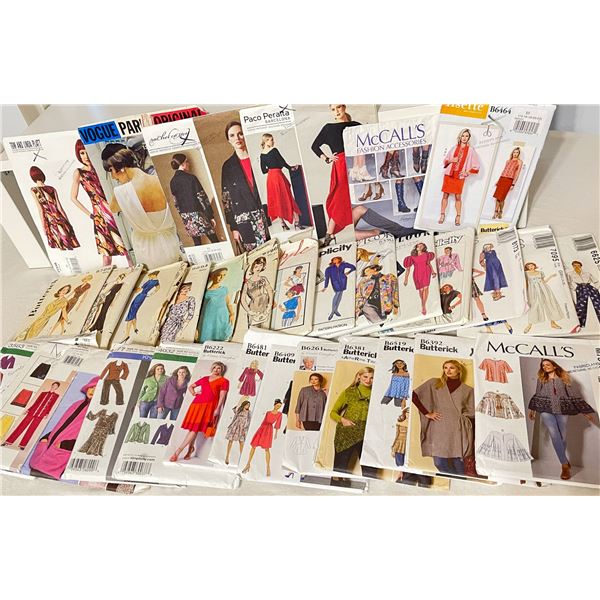 Large Lot Vintage Sewing Patterns – 1950s–1990s Mix w/ Designer Patterns (Cardin, 