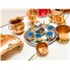 Image 4 : Large Lot of Vintage Miniatures – Portuguese Copper, Handcrafted Pottery & Enameled Tea Set