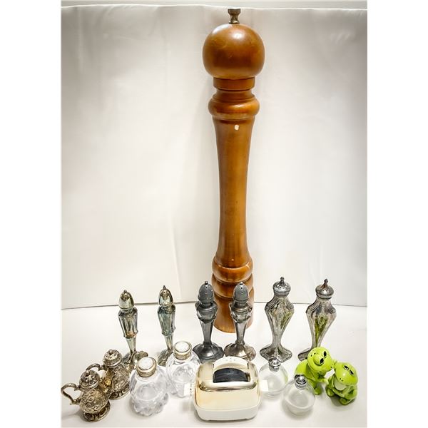 Vintage Salt & Pepper Shaker Collection – Sterling Silver Ornate Teapot Set, Tall Silverpla