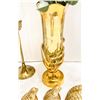 Image 5 : Large Brass Decor Lot – Bird & Flower Candleholder, Hand Vase, Partridge Family, Swans, Hur