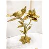 Image 6 : Large Brass Decor Lot – Bird & Flower Candleholder, Hand Vase, Partridge Family, Swans, Hur