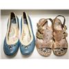 Image 1 : 2 Pairs Fly London Women’s Shoes – Size 39, Blue Flats & Brown Leather Sandals