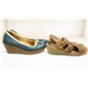 Image 4 : 2 Pairs Fly London Women’s Shoes – Size 39, Blue Flats & Brown Leather Sandals