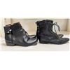 Image 1 : 2 Pairs Women’s Short Black Leather Boots – Size 9, Good Condition